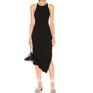 A.L.C. Black Asymmetrical Rib Knit Dress